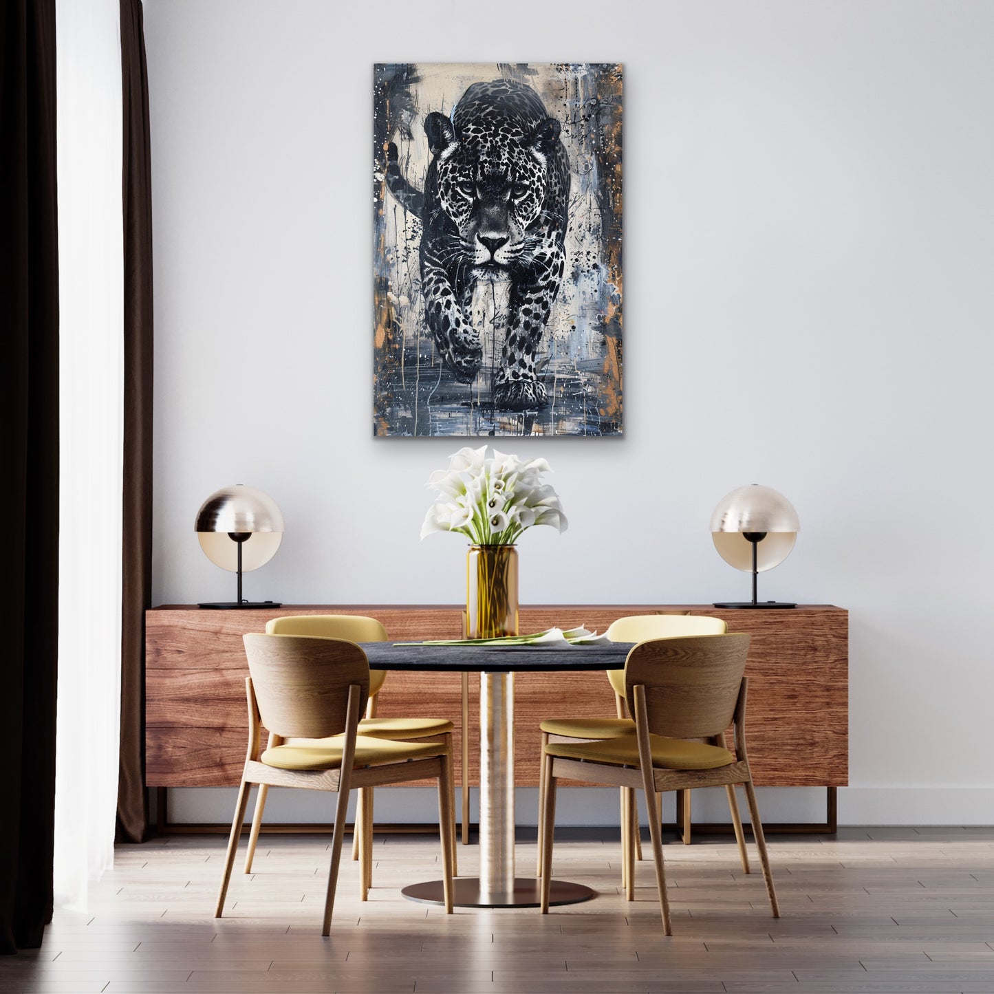 Fierce Jaguar Abstract Canvas Wall Art