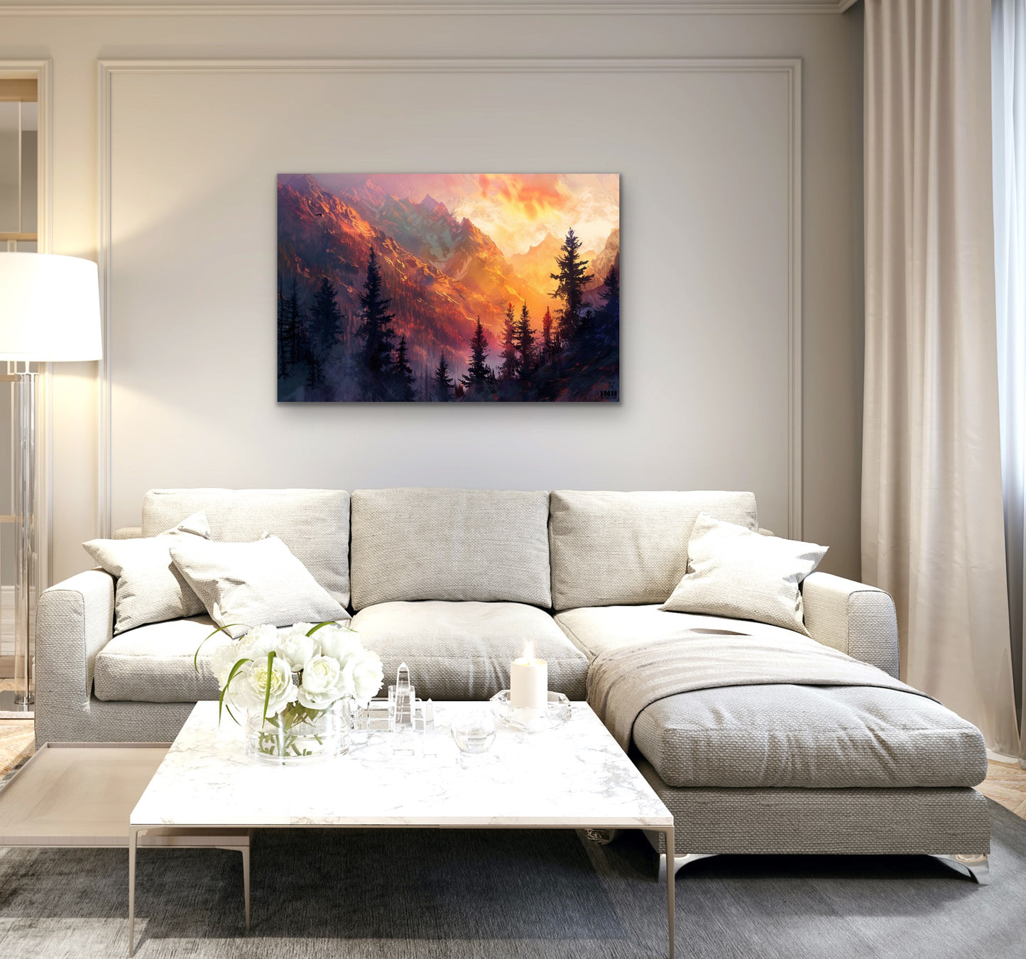 Sunset Mountain Canvas Wall Art