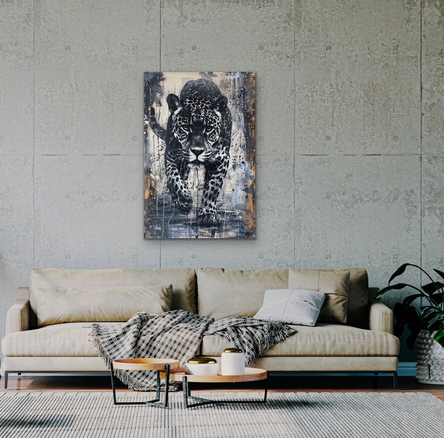 Fierce Jaguar Abstract Canvas Wall Art