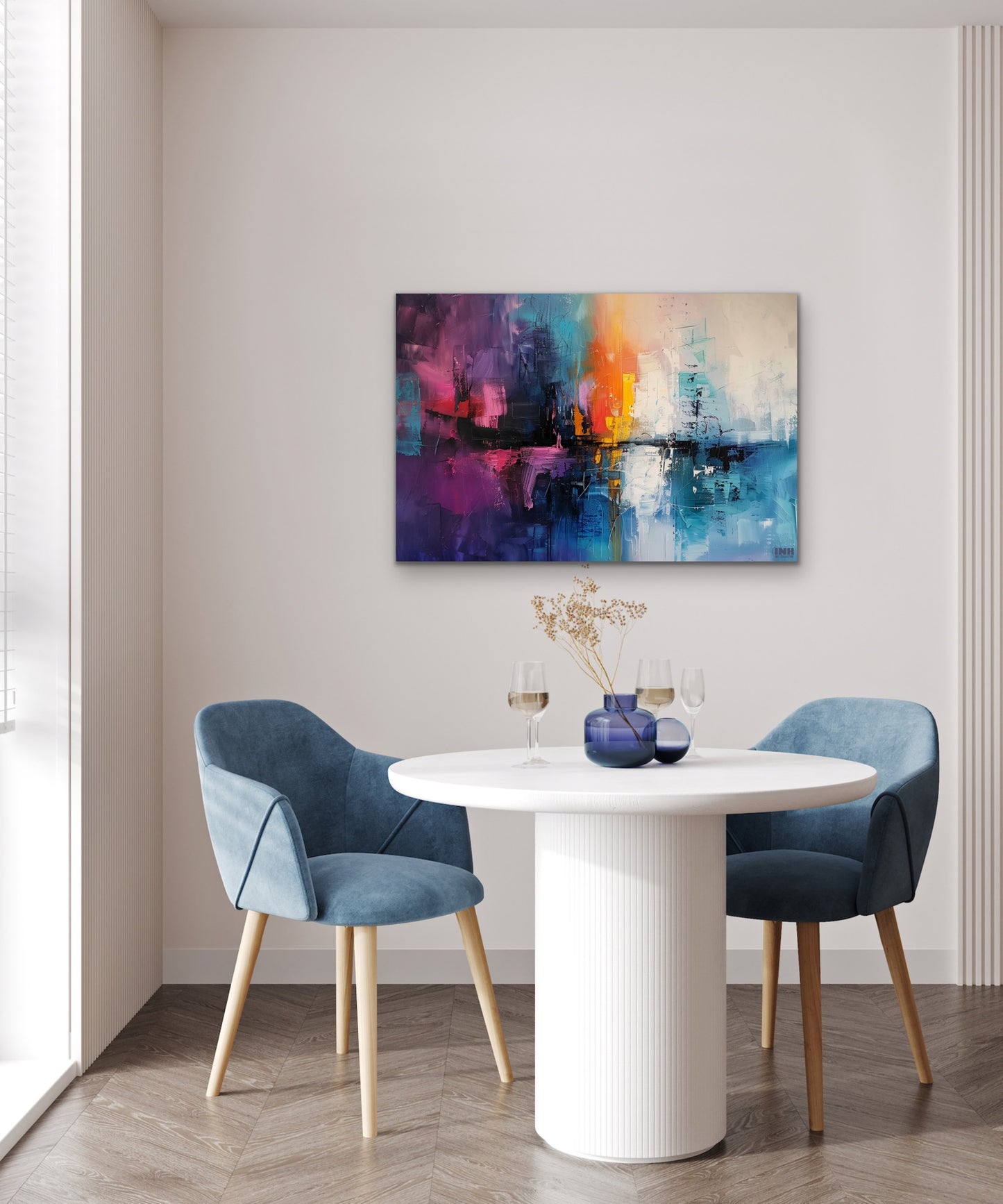 Vibrant City Lights Abstract Canvas Wall Art