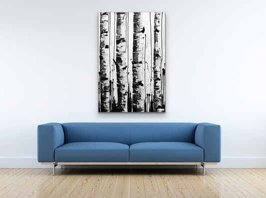 Abstract Aspen Trees Canvas Wall Art