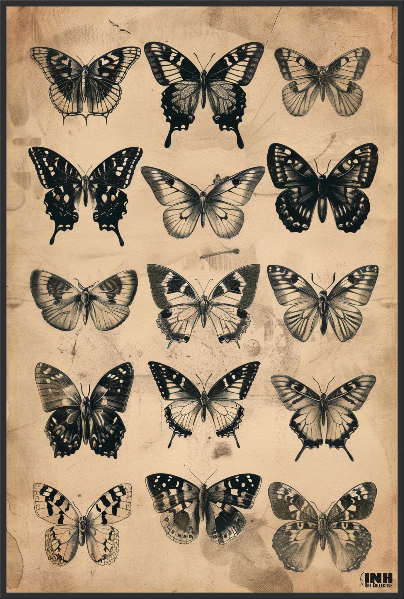 Vintage Butterfly Collection Canvas Wall Art