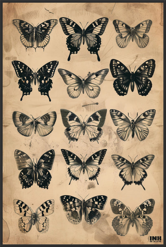 Vintage Butterfly Collection Canvas Wall Art