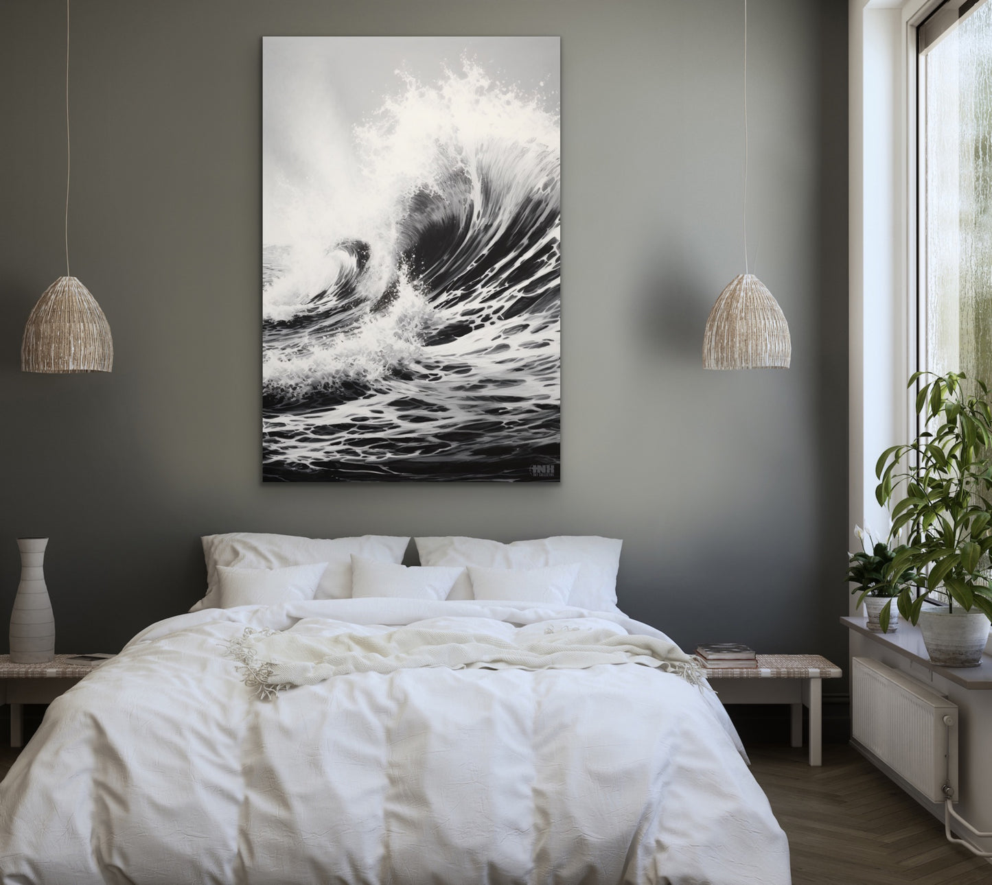 Black & White Ocean Wave Crash Canvas Wall Art