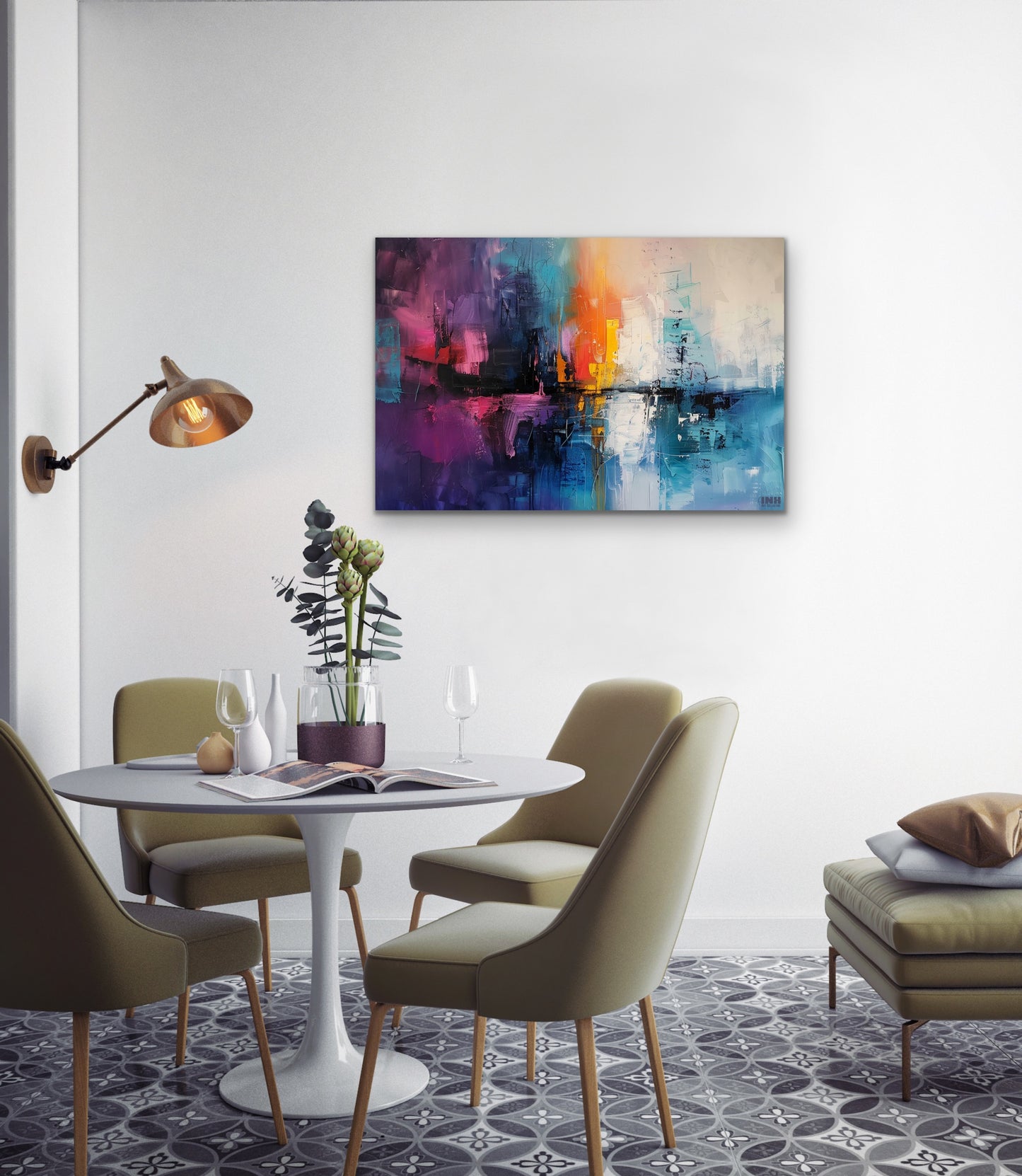 Vibrant City Lights Abstract Canvas Wall Art