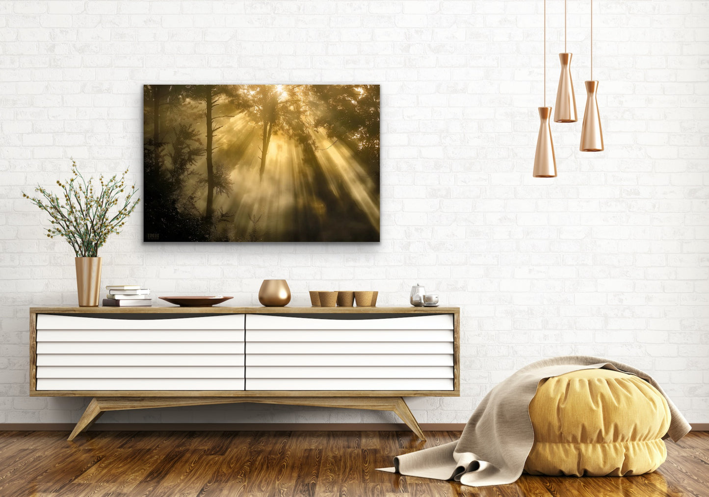 Golden Forest Light Canvas Wall Art