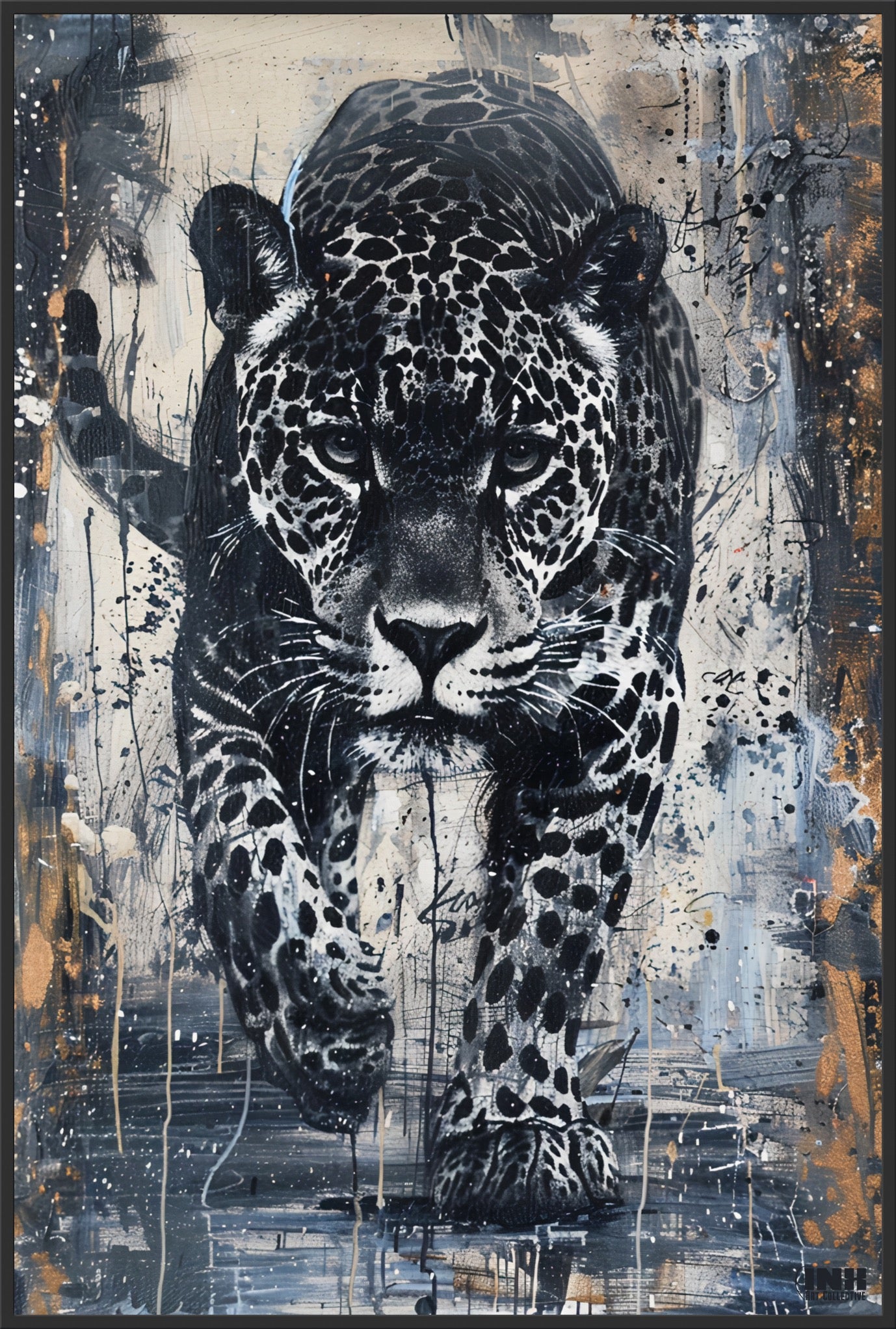 Fierce Jaguar Abstract Canvas Wall Art