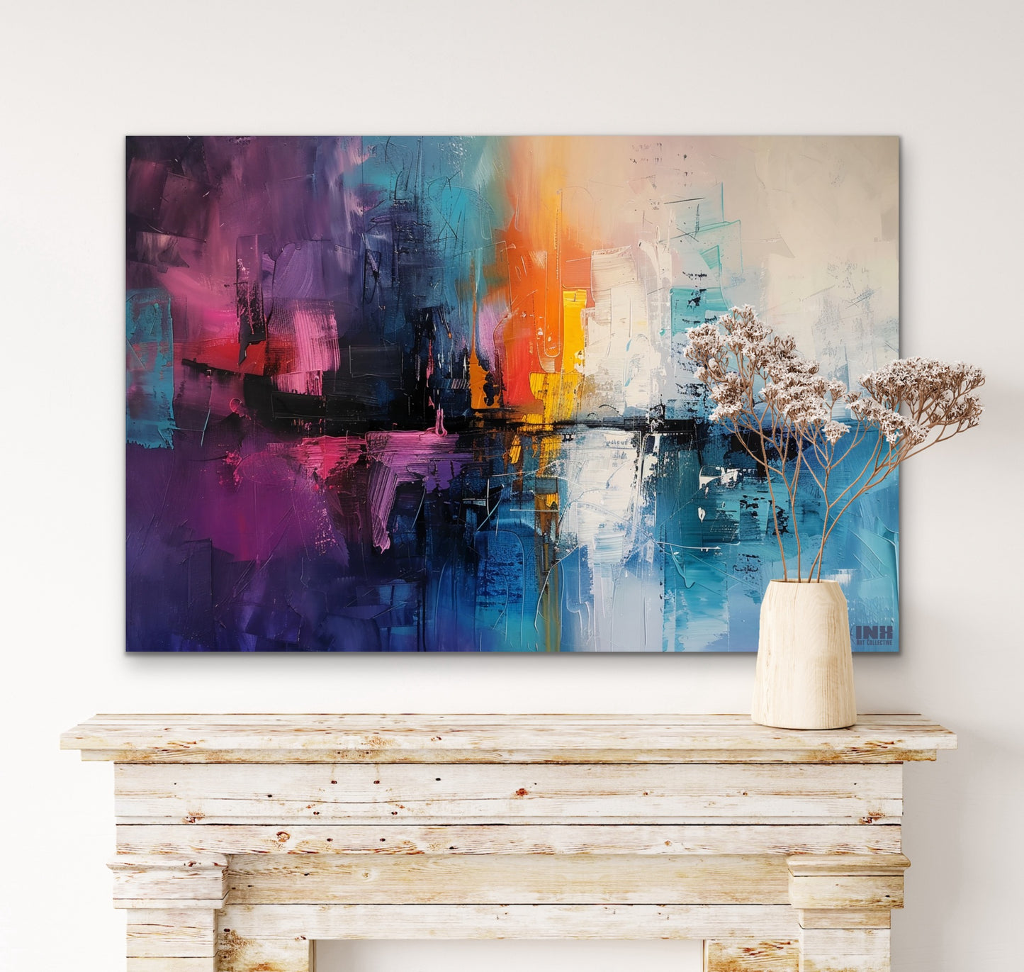 Vibrant City Lights Abstract Canvas Wall Art