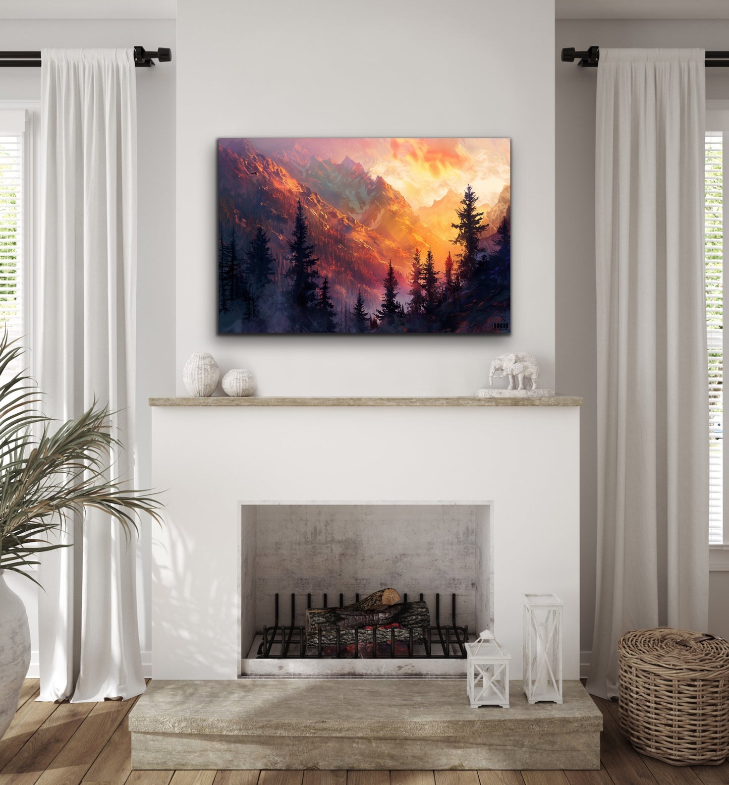 Sunset Mountain Canvas Wall Art