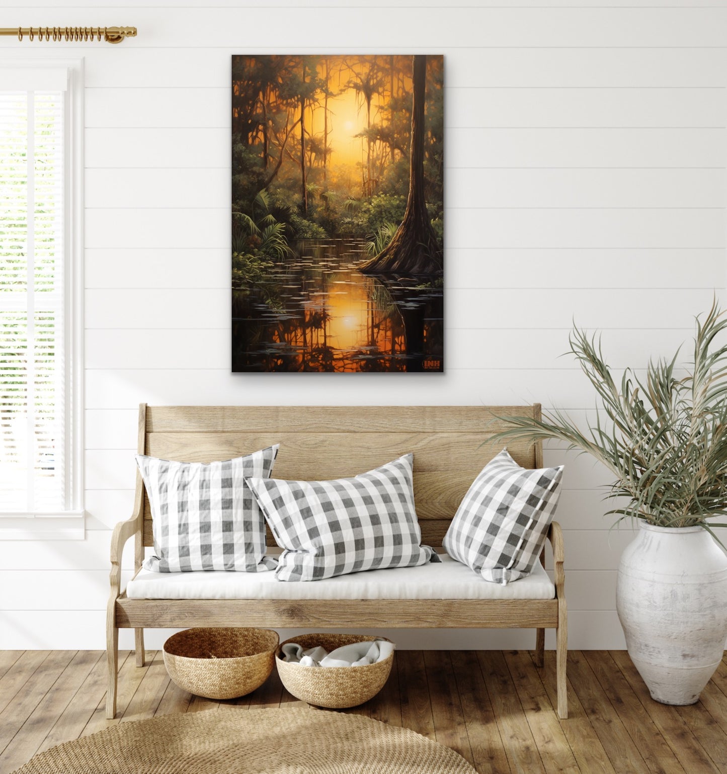 Golden Swamp Sunset Canvas Wall Art