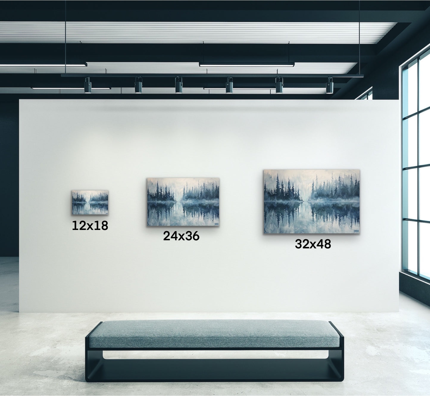 Misty Lake Reflection Canvas Wall Art