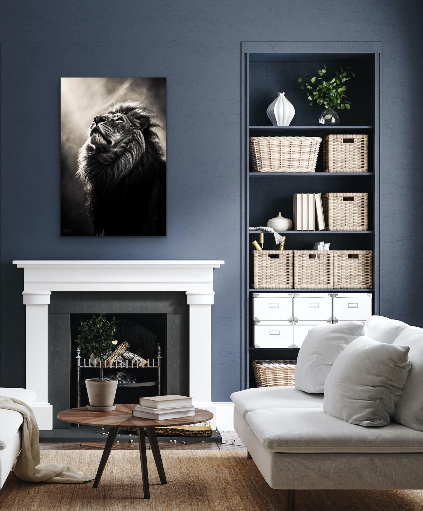 Majestic Lion Black & White Canvas Wall Art