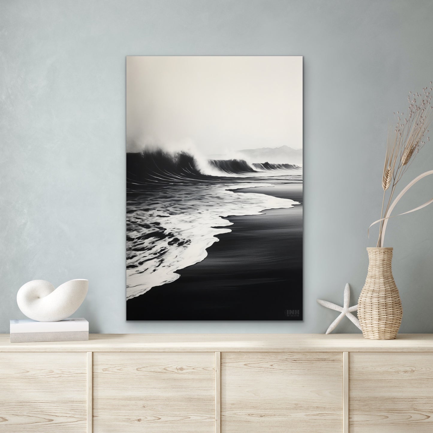 Black & White Ocean Waves Canvas Wall Art