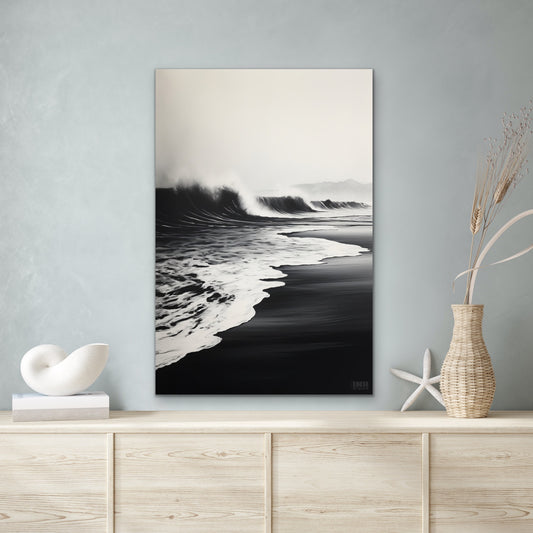 Black & White Ocean Waves Canvas Wall Art