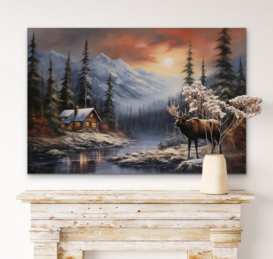 Mountain Retreat Moose Canvas Wall Art