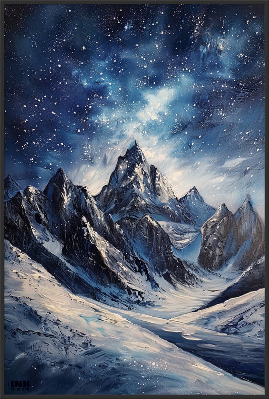 Starry Mountain Peaks Canvas Wall Art