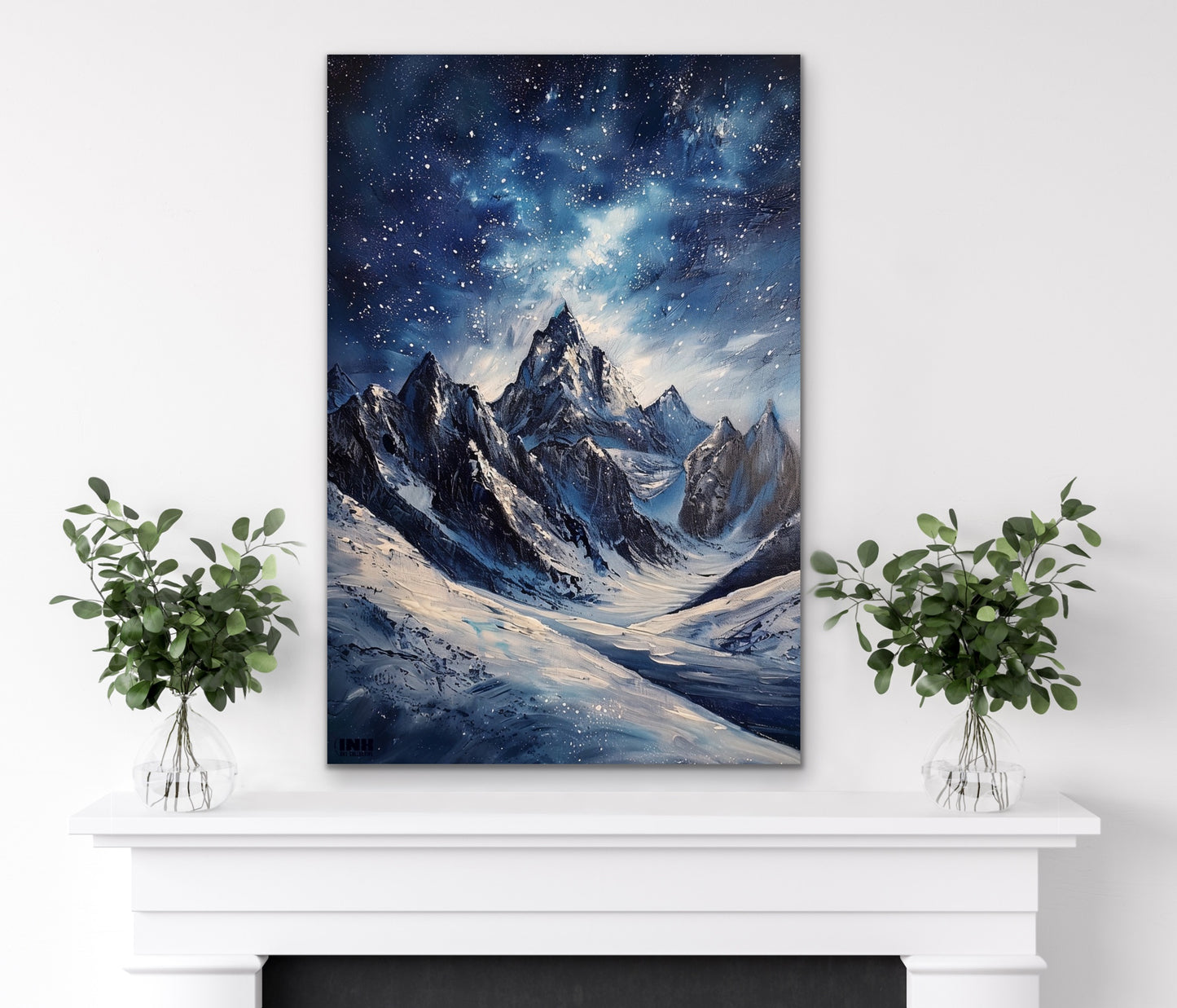 Starry Mountain Peaks Canvas Wall Art