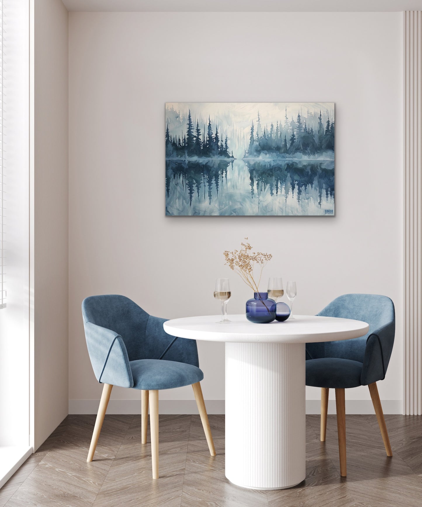 Misty Lake Reflection Canvas Wall Art
