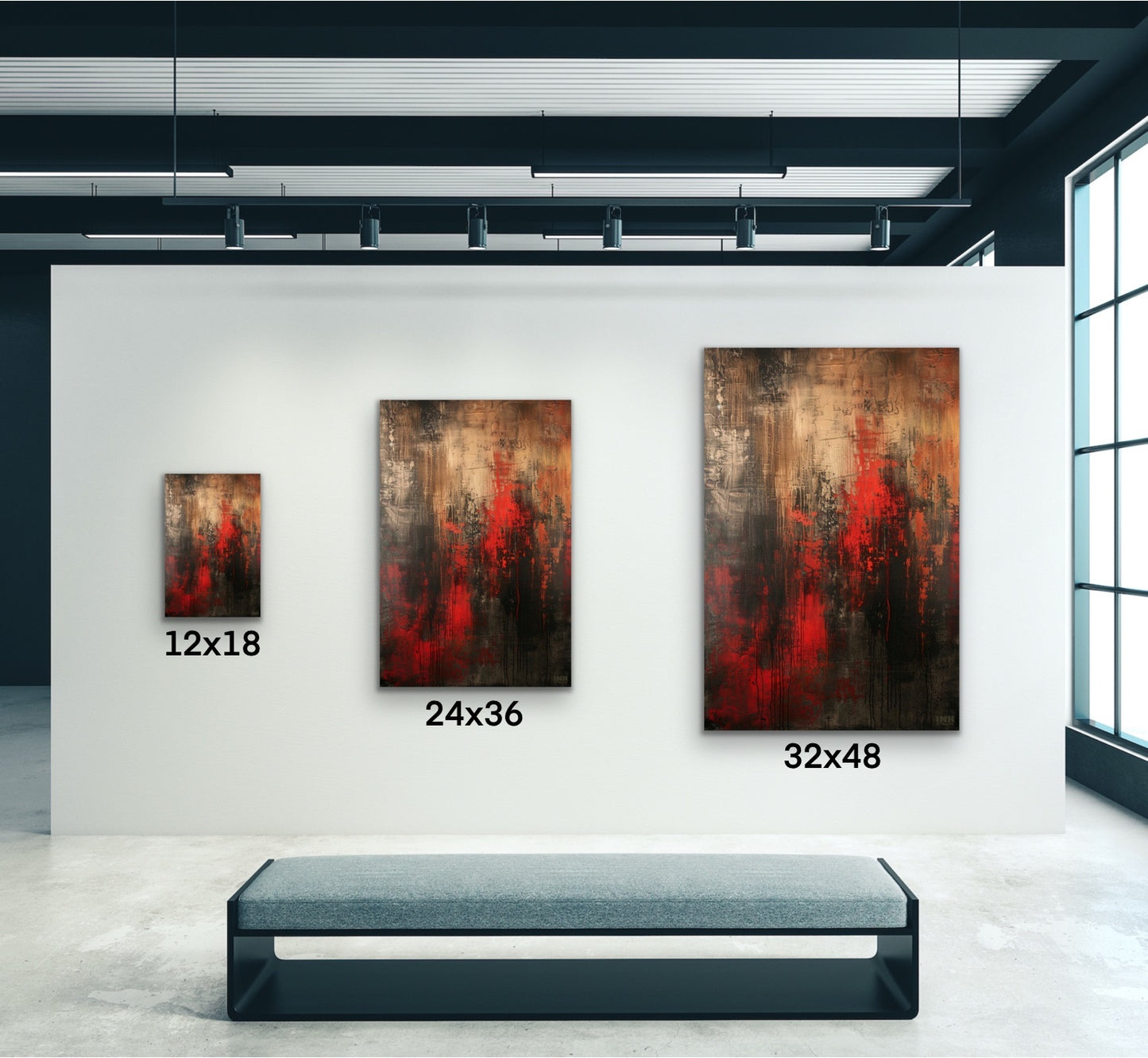 Molten Red Abstract Canvas Wall Art