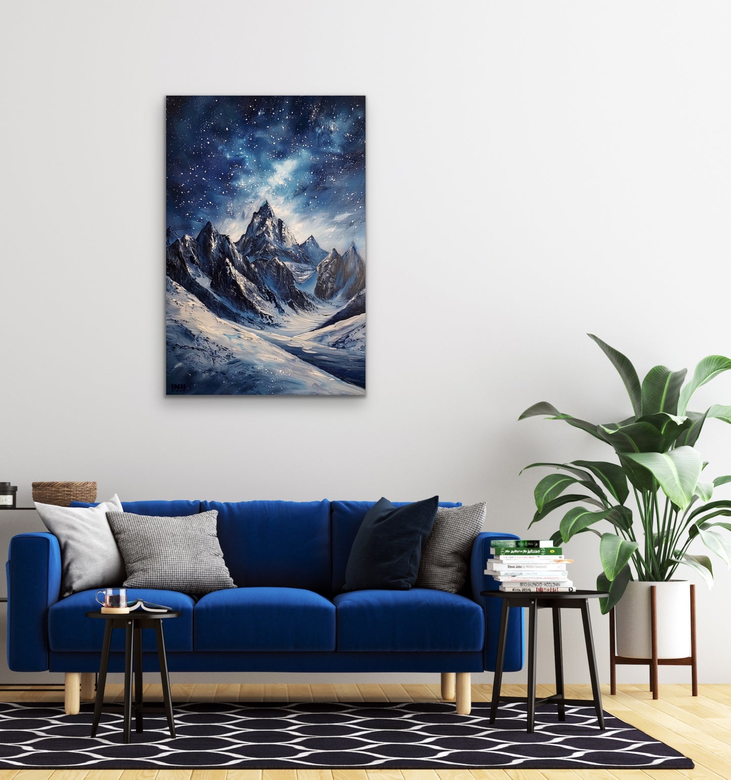 Starry Mountain Peaks Canvas Wall Art