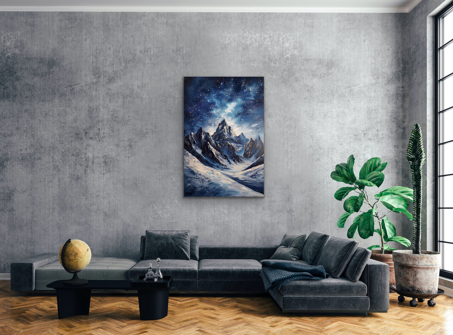 Starry Mountain Peaks Canvas Wall Art