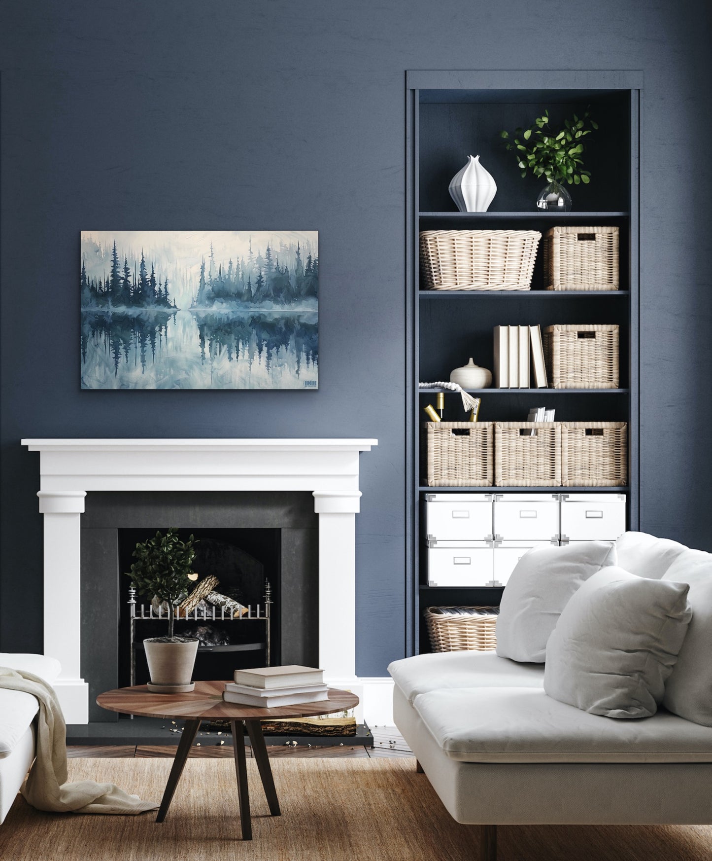 Misty Lake Reflection Canvas Wall Art