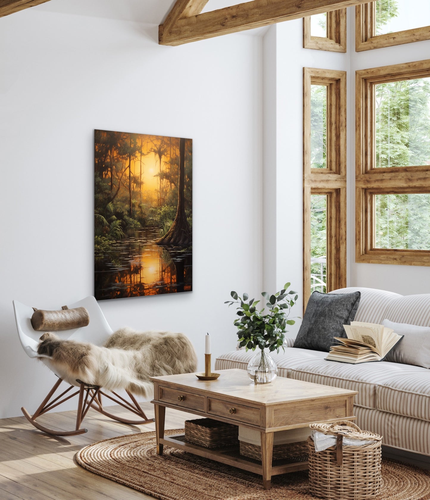 Golden Swamp Sunset Canvas Wall Art
