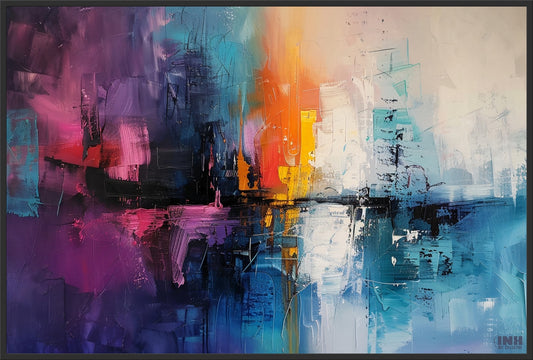 Vibrant City Lights Abstract Canvas Wall Art