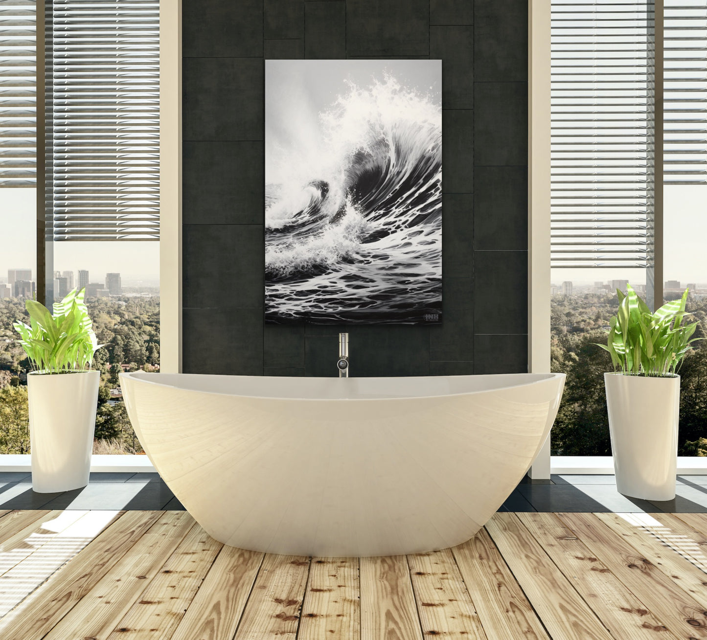 Black & White Ocean Wave Crash Canvas Wall Art