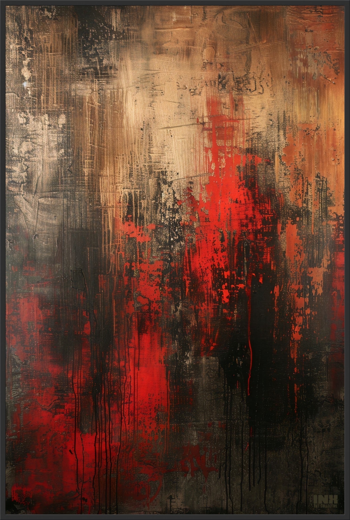 Molten Red Abstract Canvas Wall Art