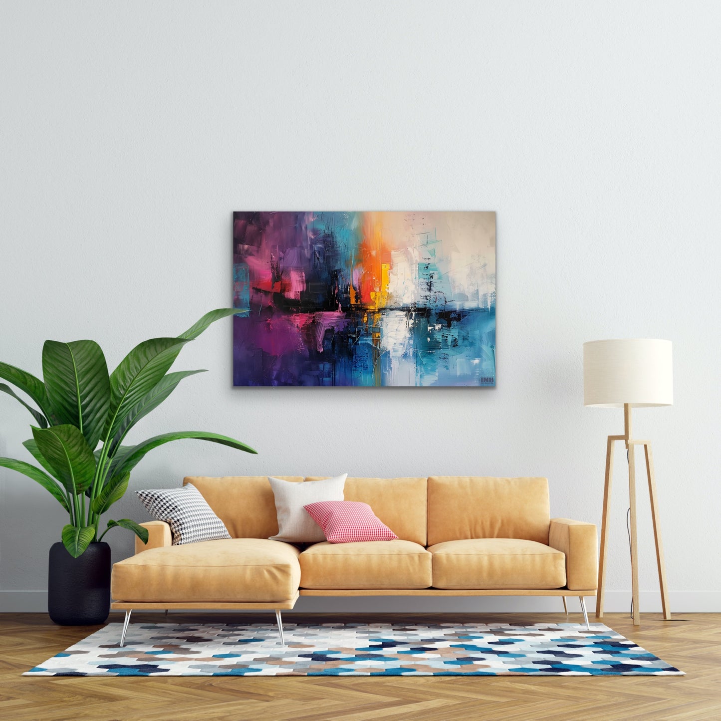 Vibrant City Lights Abstract Canvas Wall Art