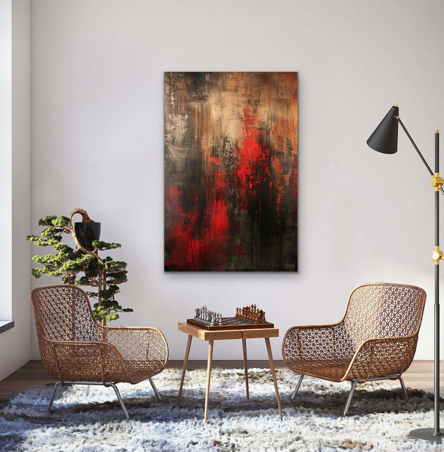 Molten Red Abstract Canvas Wall Art