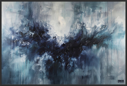 Stormy Blue Abstract Canvas Wall Art