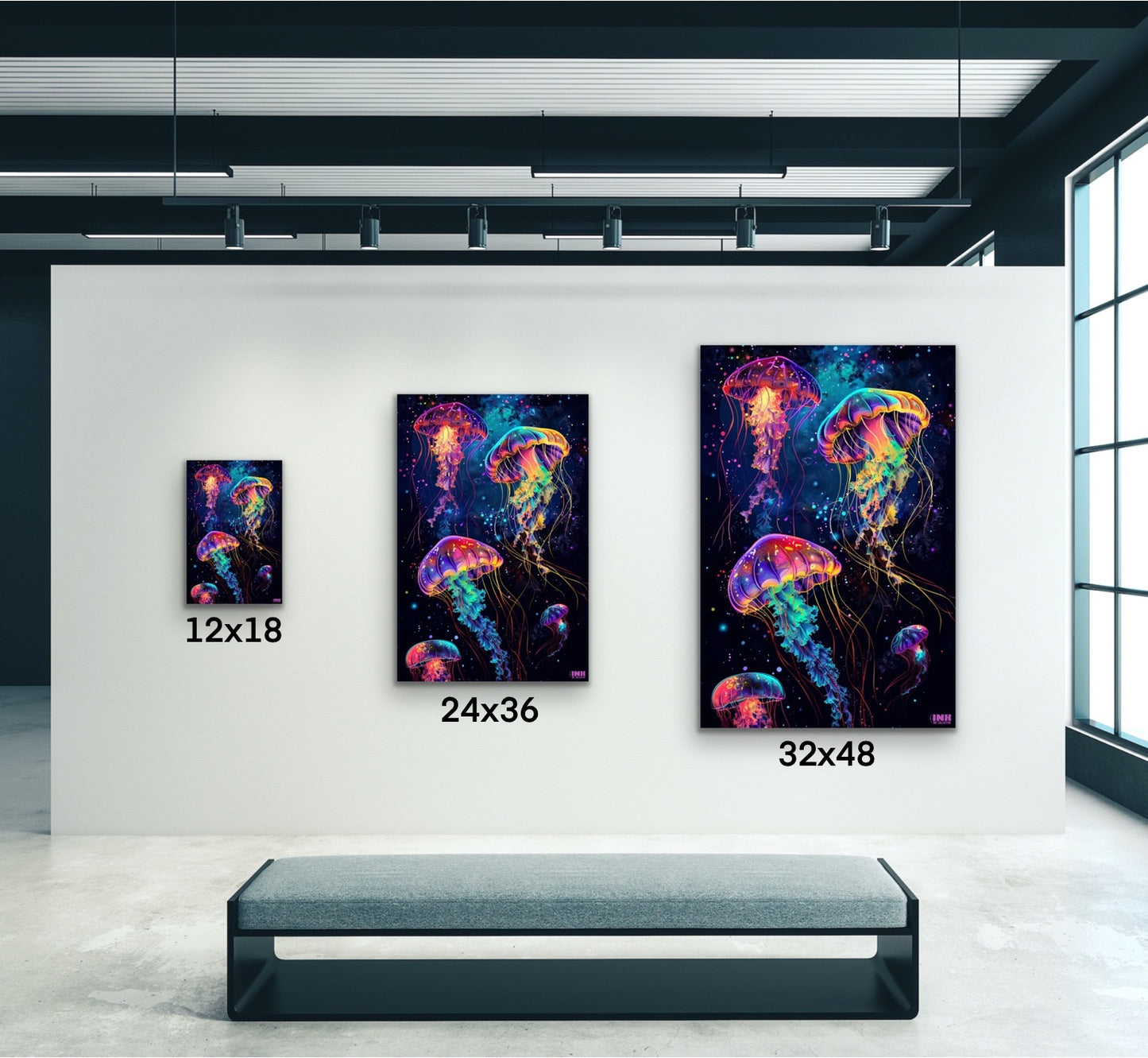 Neon Jellyfish Canvas Wall Art