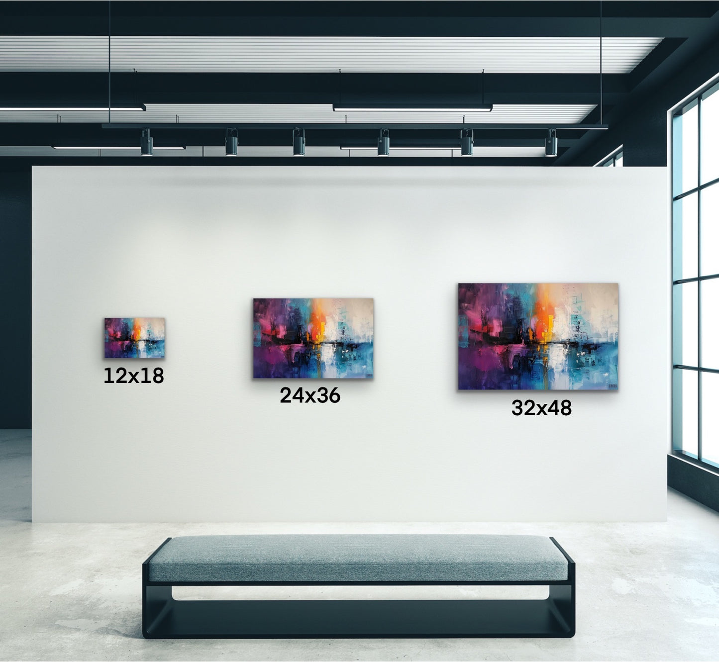 Vibrant City Lights Abstract Canvas Wall Art