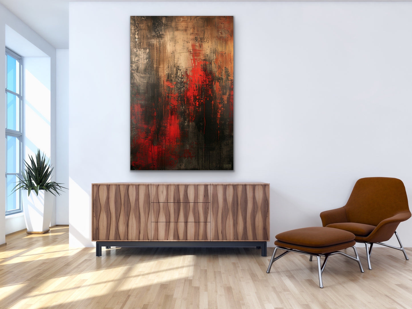 Molten Red Abstract Canvas Wall Art