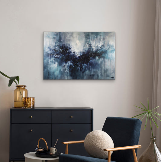 Stormy Blue Abstract Canvas Wall Art