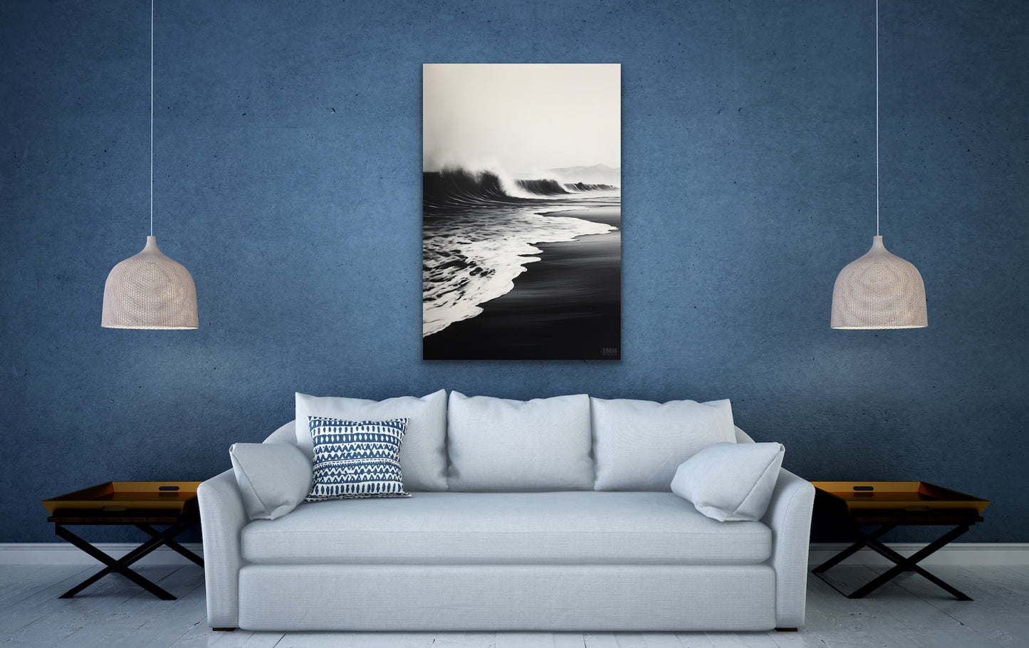 Black & White Ocean Waves Canvas Wall Art