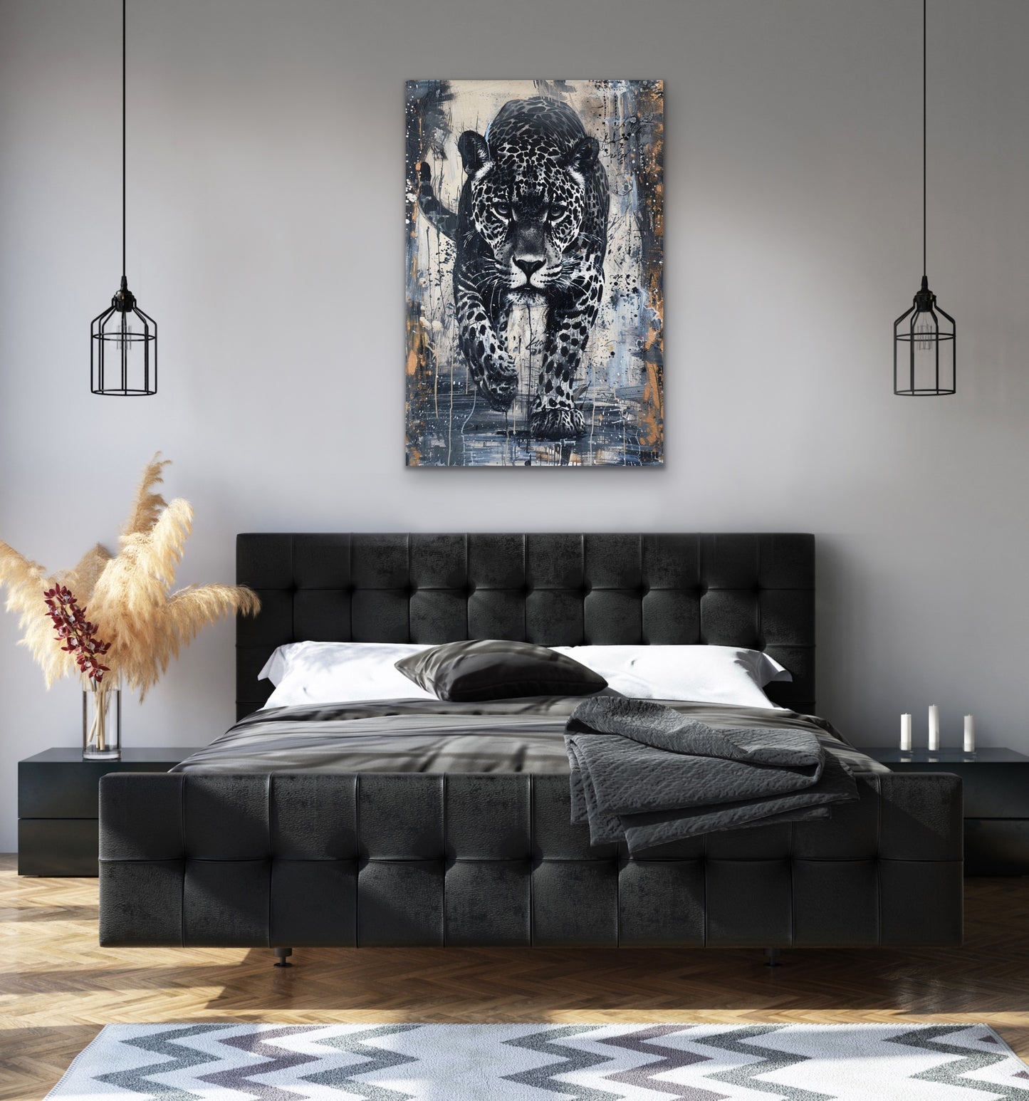 Fierce Jaguar Abstract Canvas Wall Art
