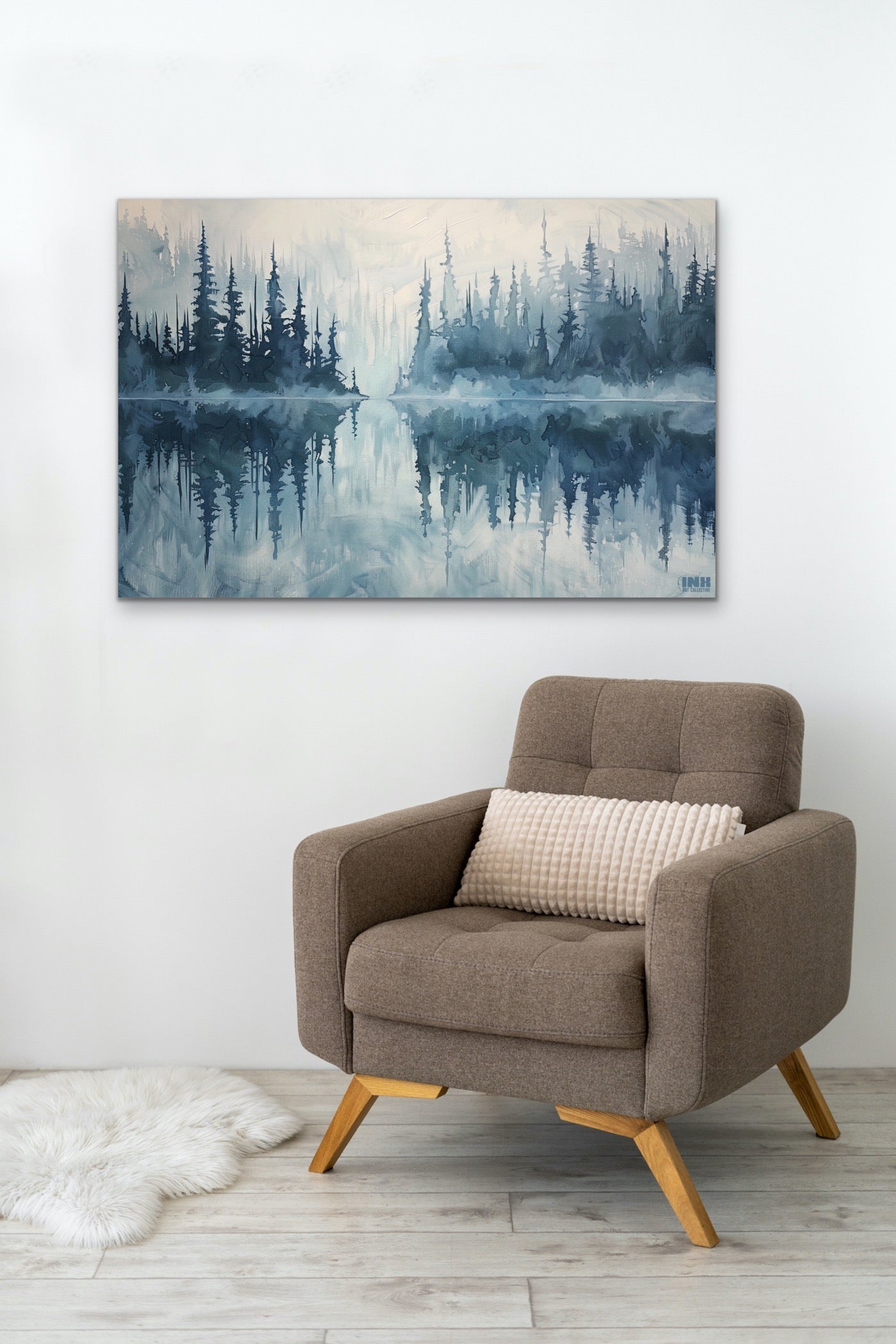 Misty Lake Reflection Canvas Wall Art