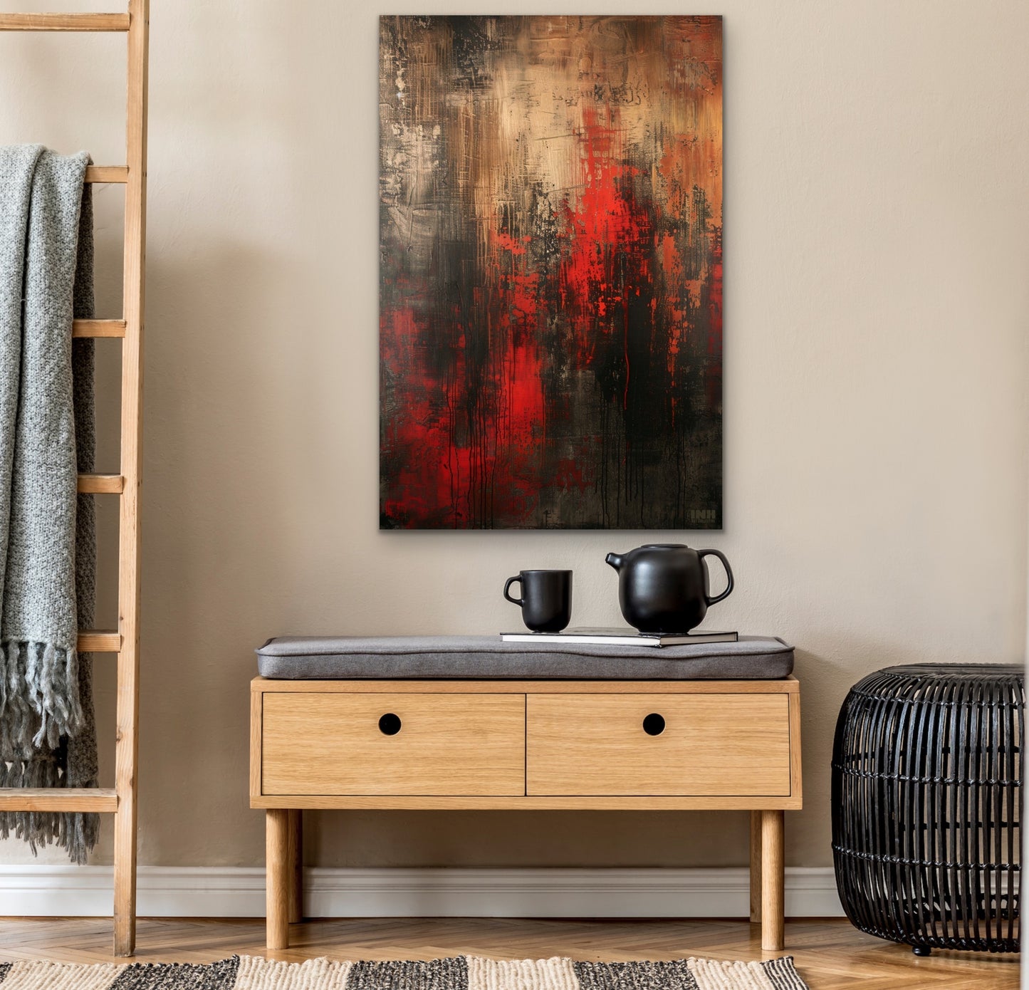 Molten Red Abstract Canvas Wall Art