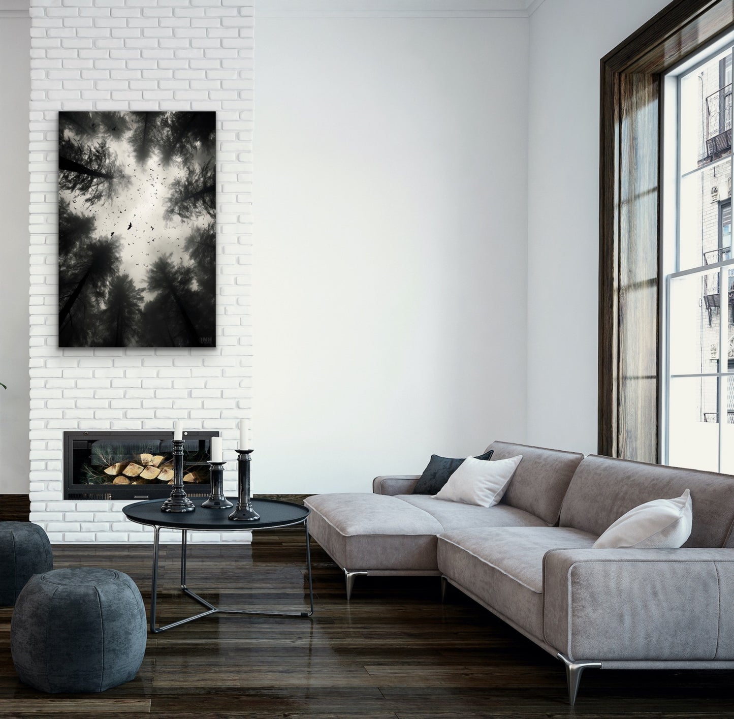 Haunting Forest Crows Canvas Wall Art