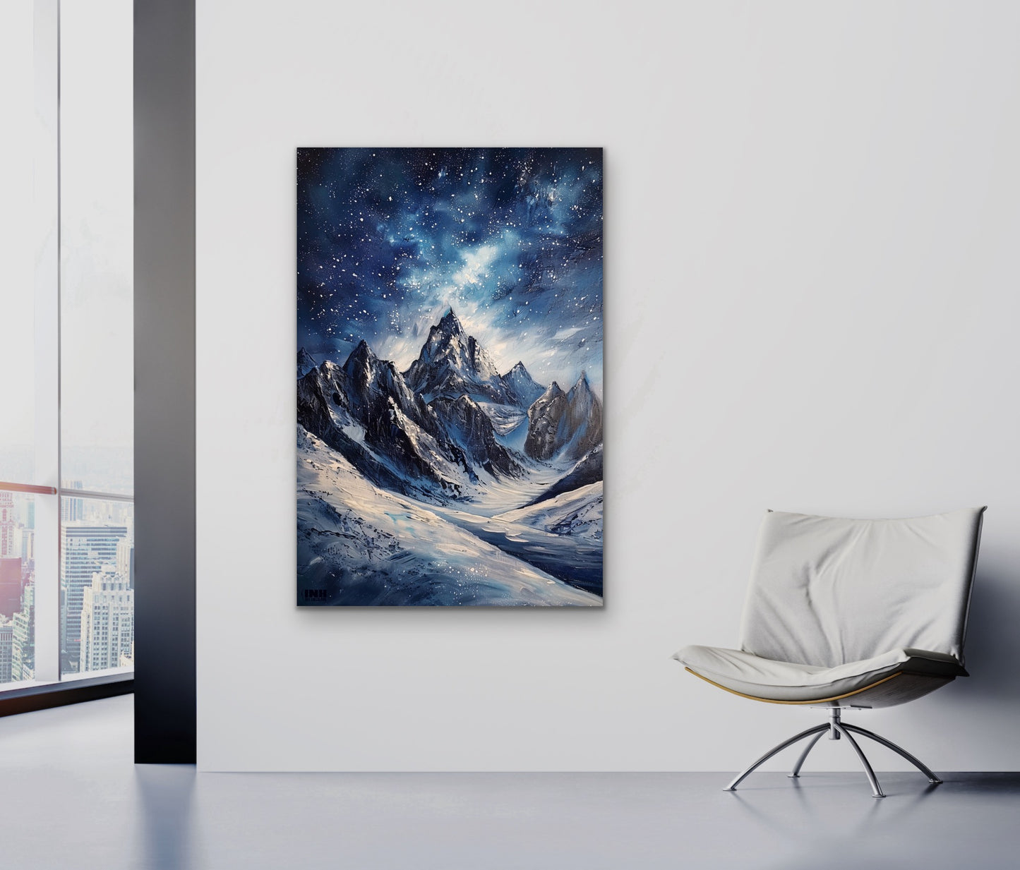 Starry Mountain Peaks Canvas Wall Art