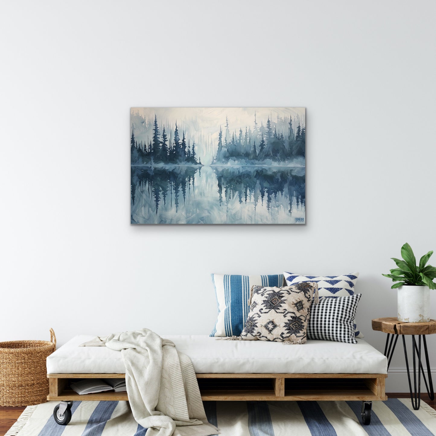 Misty Lake Reflection Canvas Wall Art