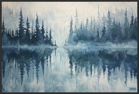 Misty Lake Reflection Canvas Wall Art