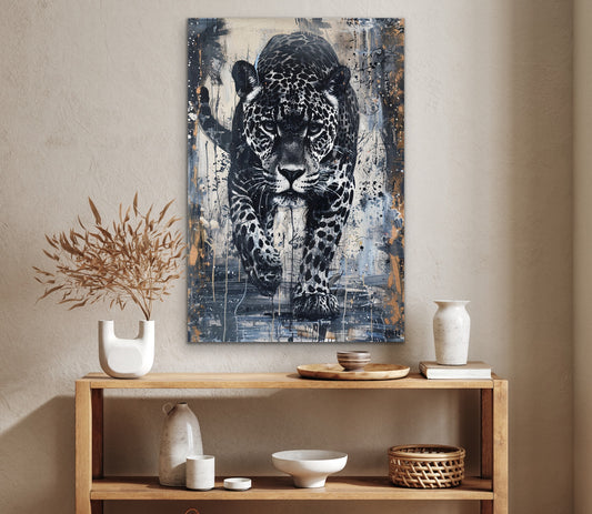 Fierce Jaguar Abstract Canvas Wall Art