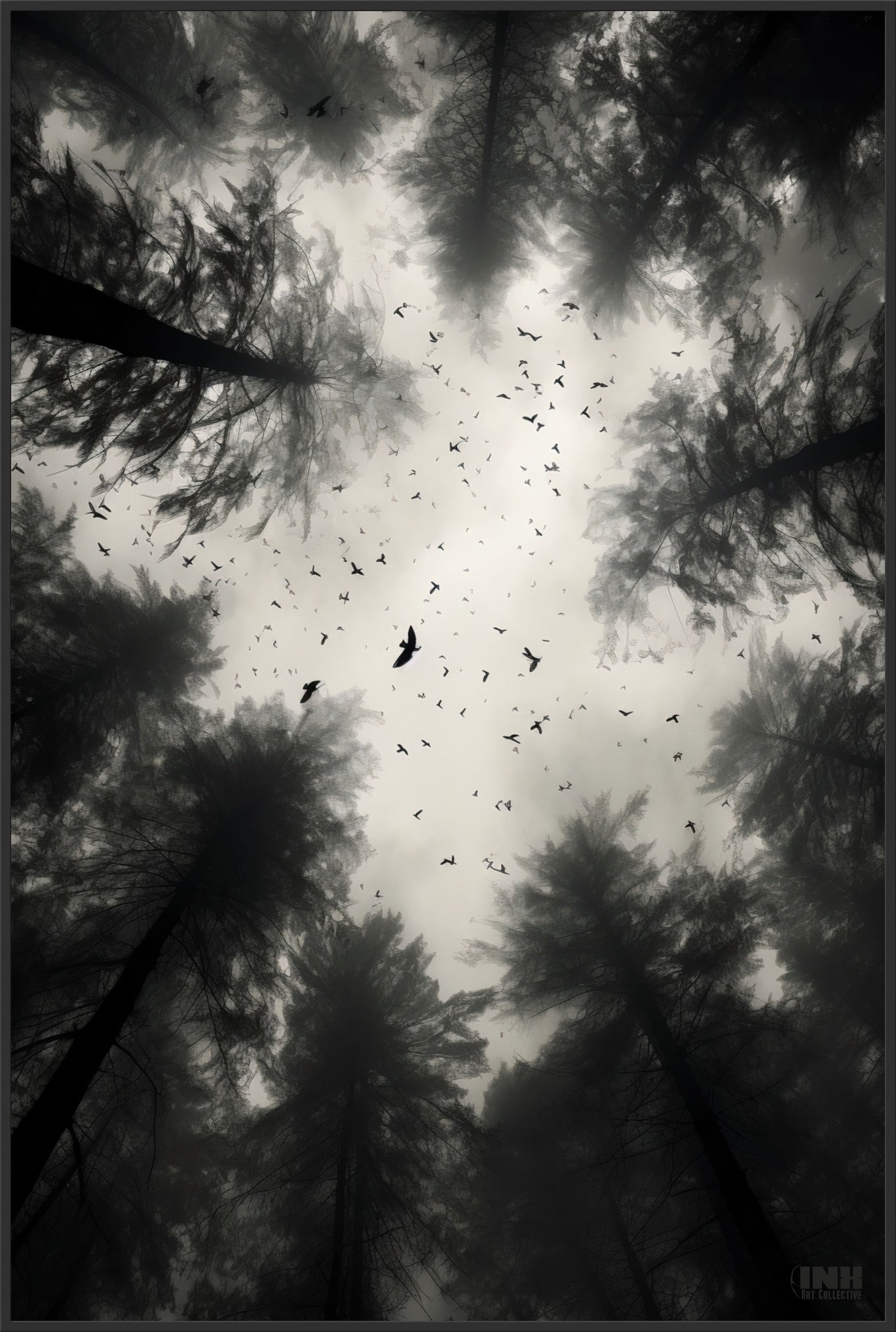 Haunting Forest Crows Canvas Wall Art