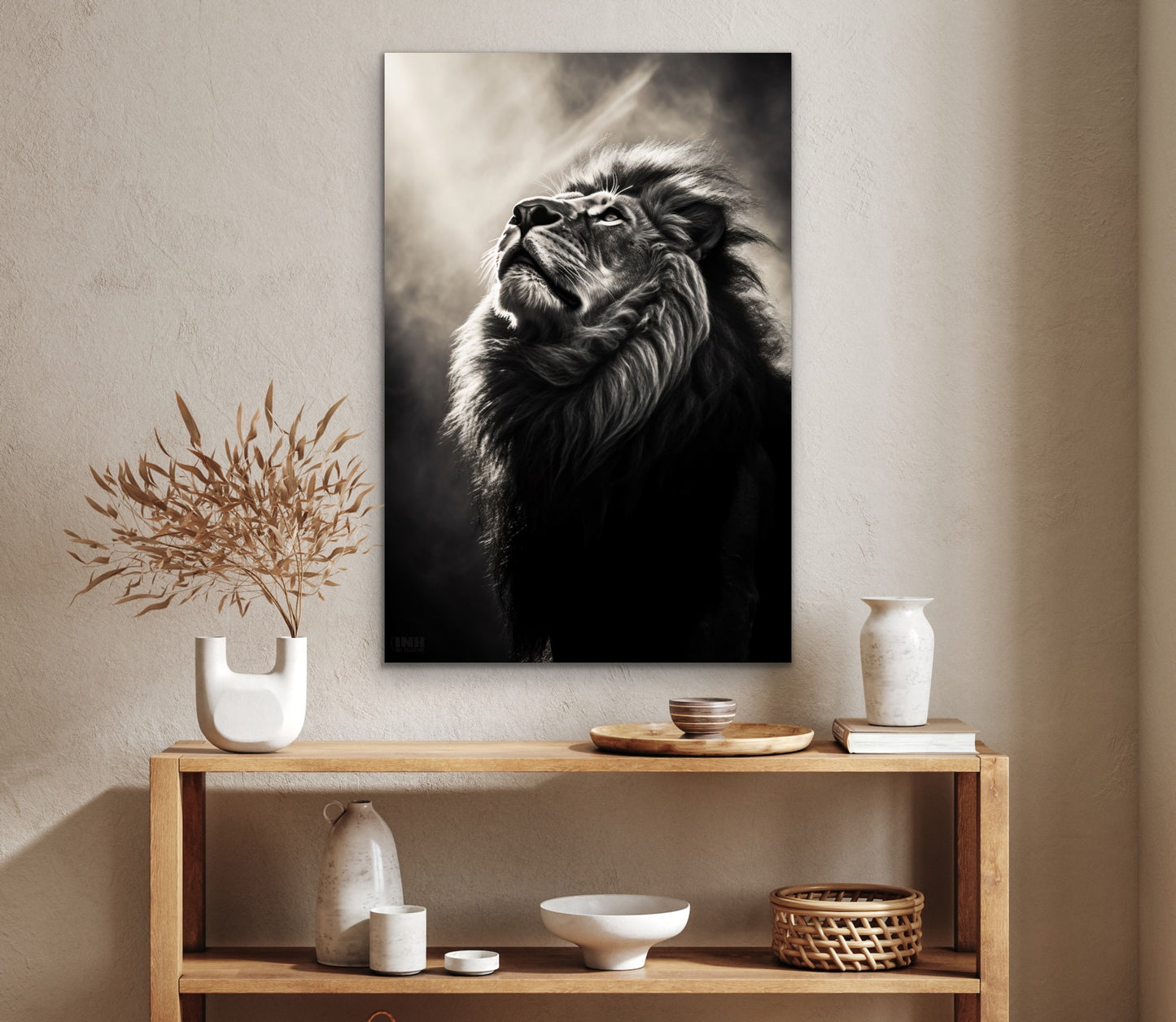 Majestic Lion Black & White Canvas Wall Art