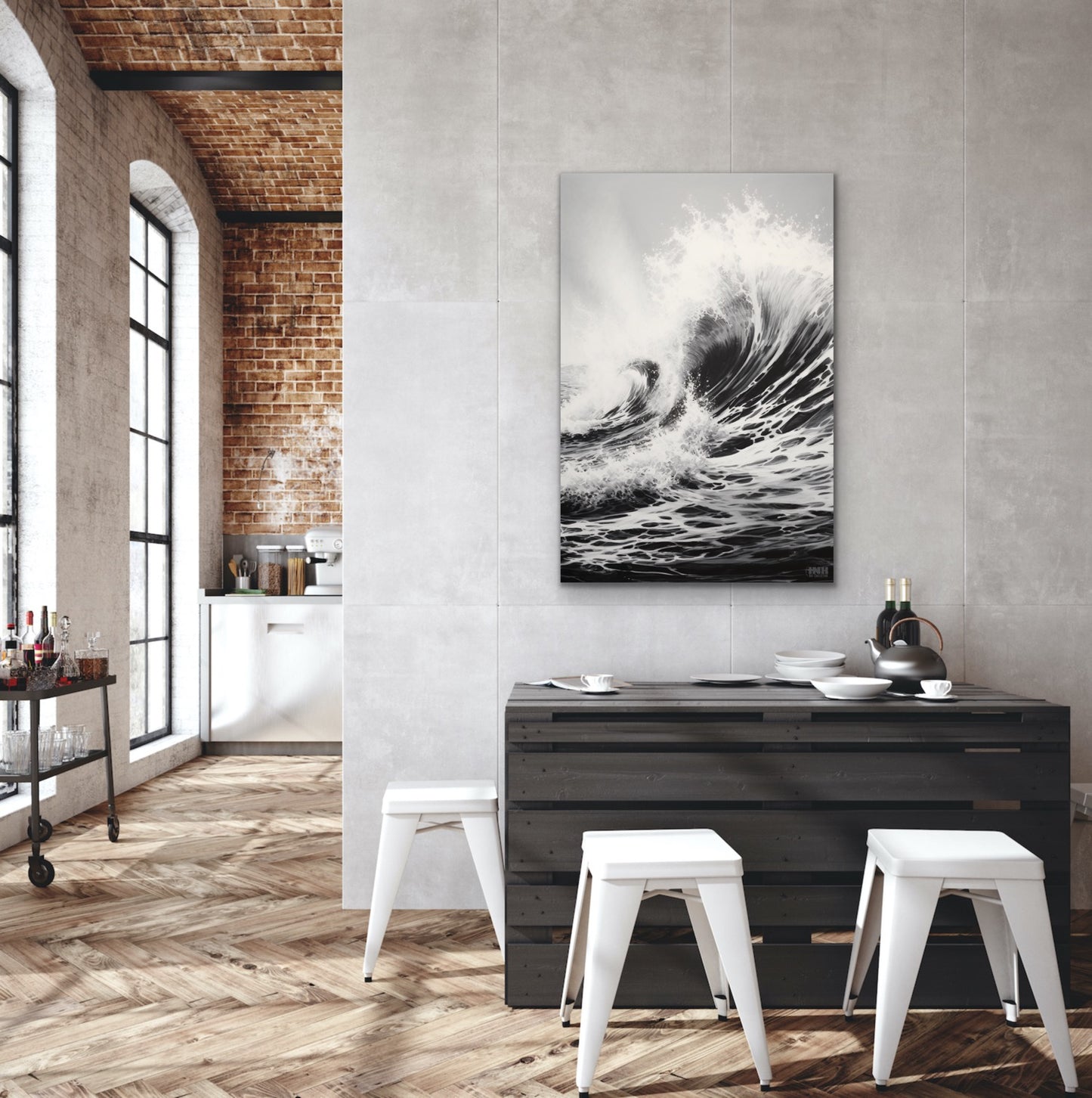 Black & White Ocean Wave Crash Canvas Wall Art