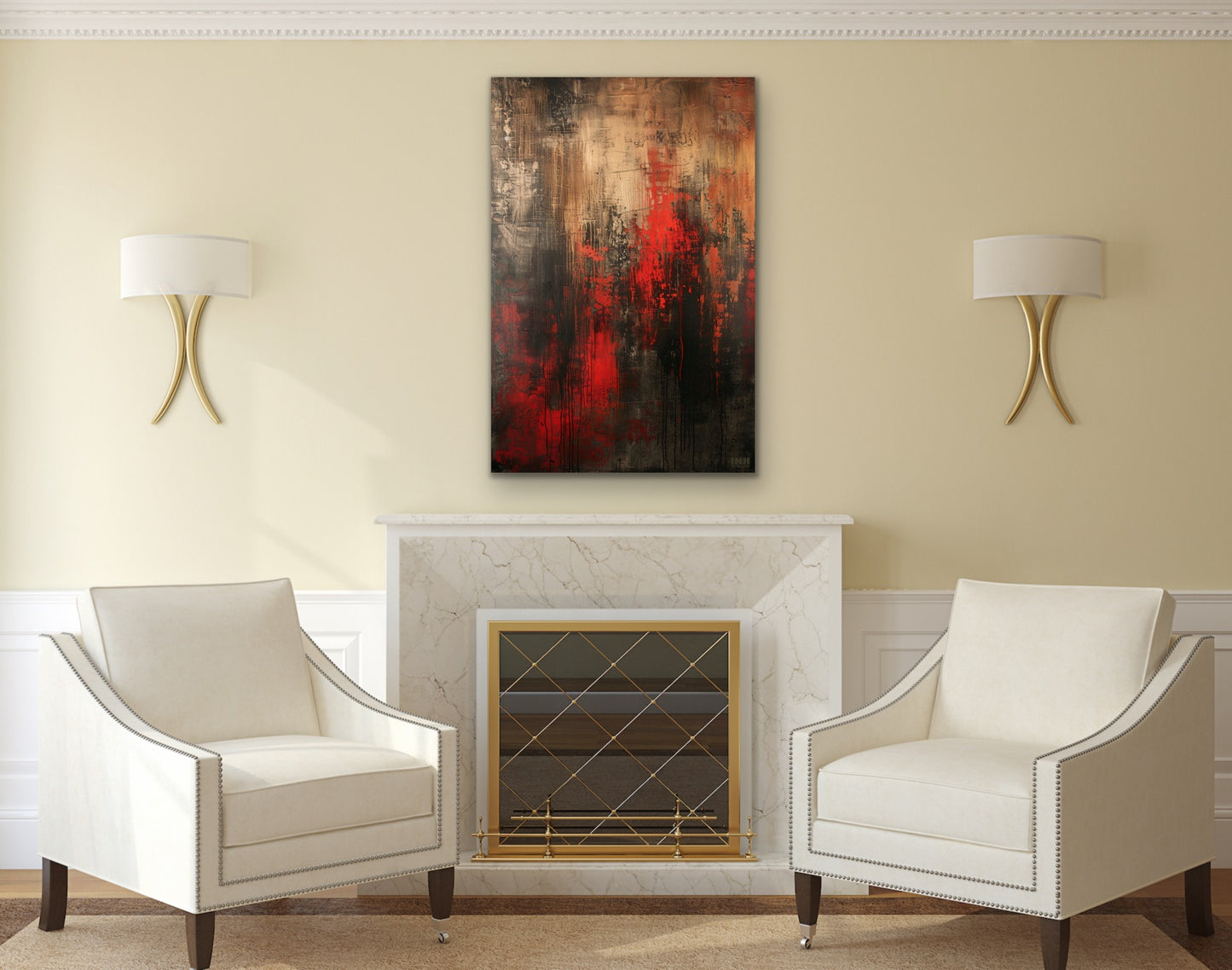 Molten Red Abstract Canvas Wall Art